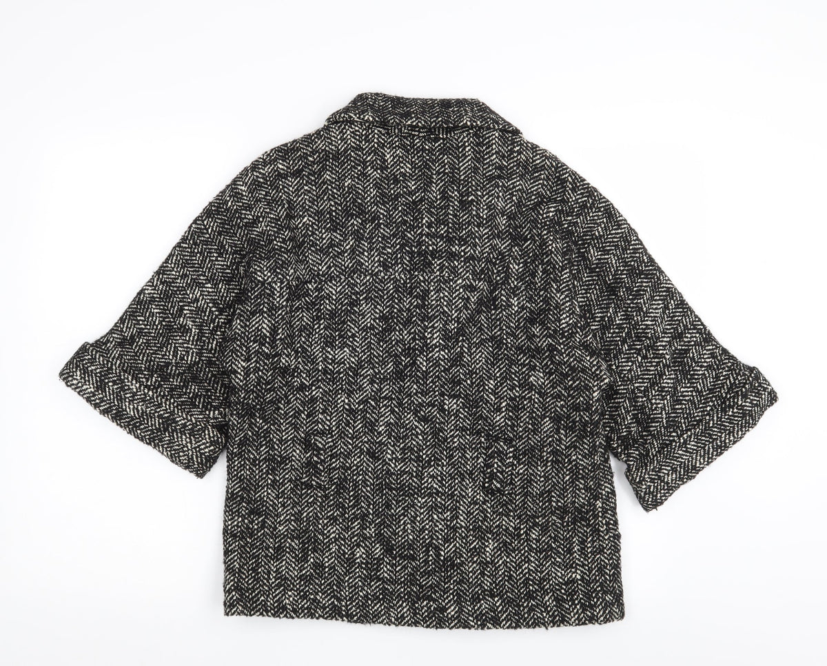Back view of Mango SUIT women’s black herringbone jacket, size L