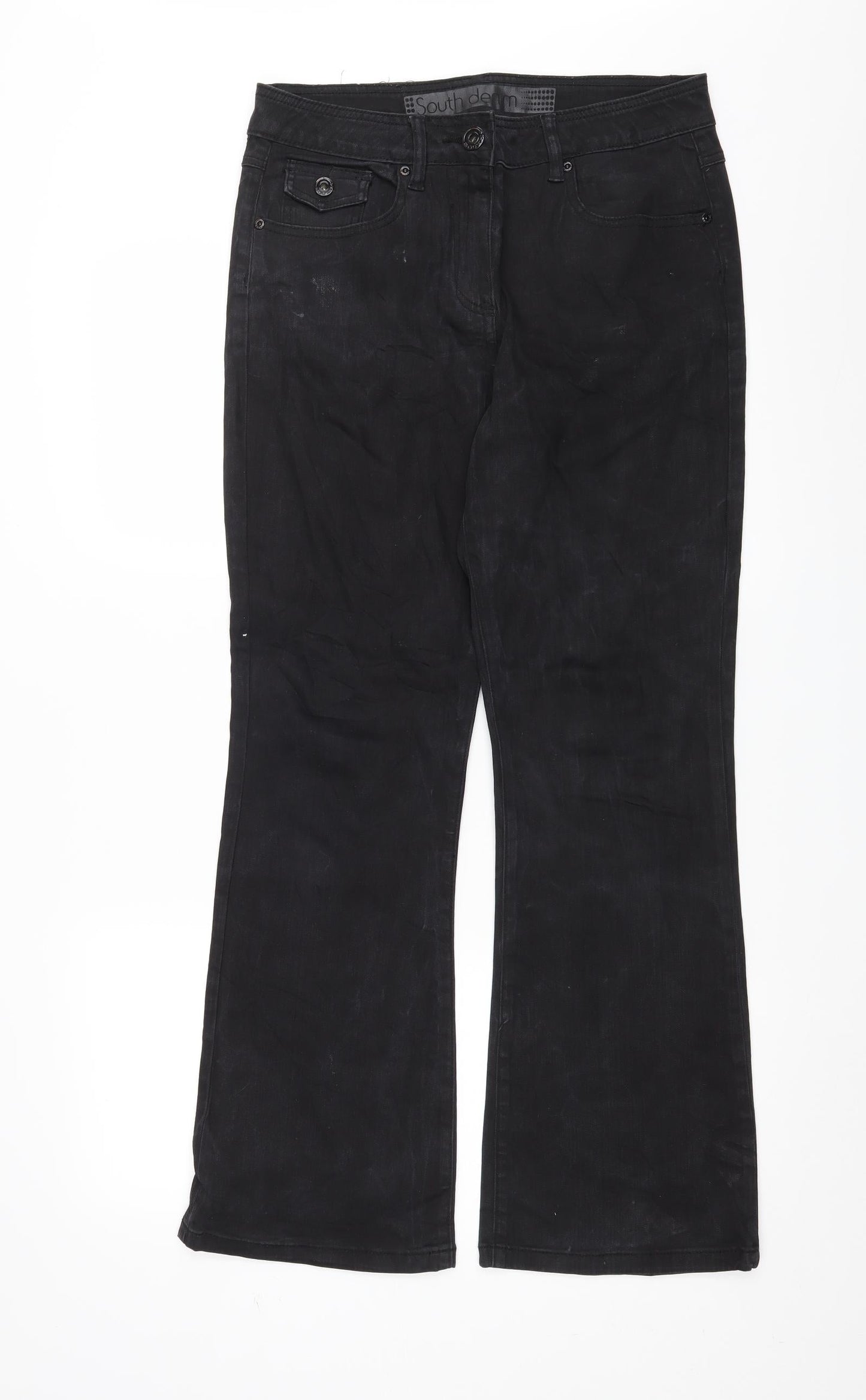 South Womens Black  Denim Bootcut Jeans Size 12 L29 in