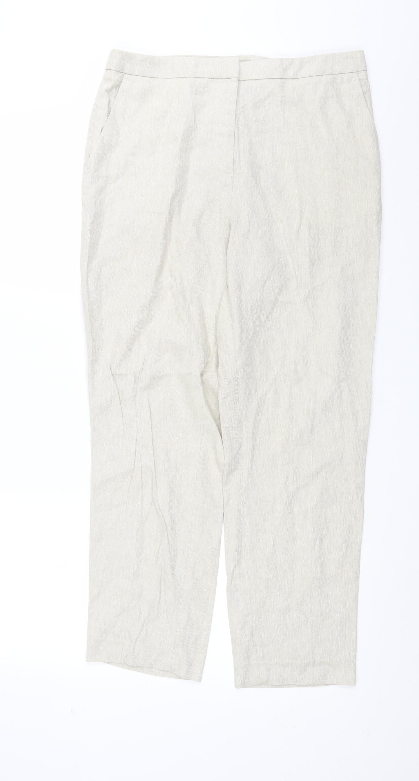 Womens UK Size 12 H&M Regular Fit  Beige Trousers