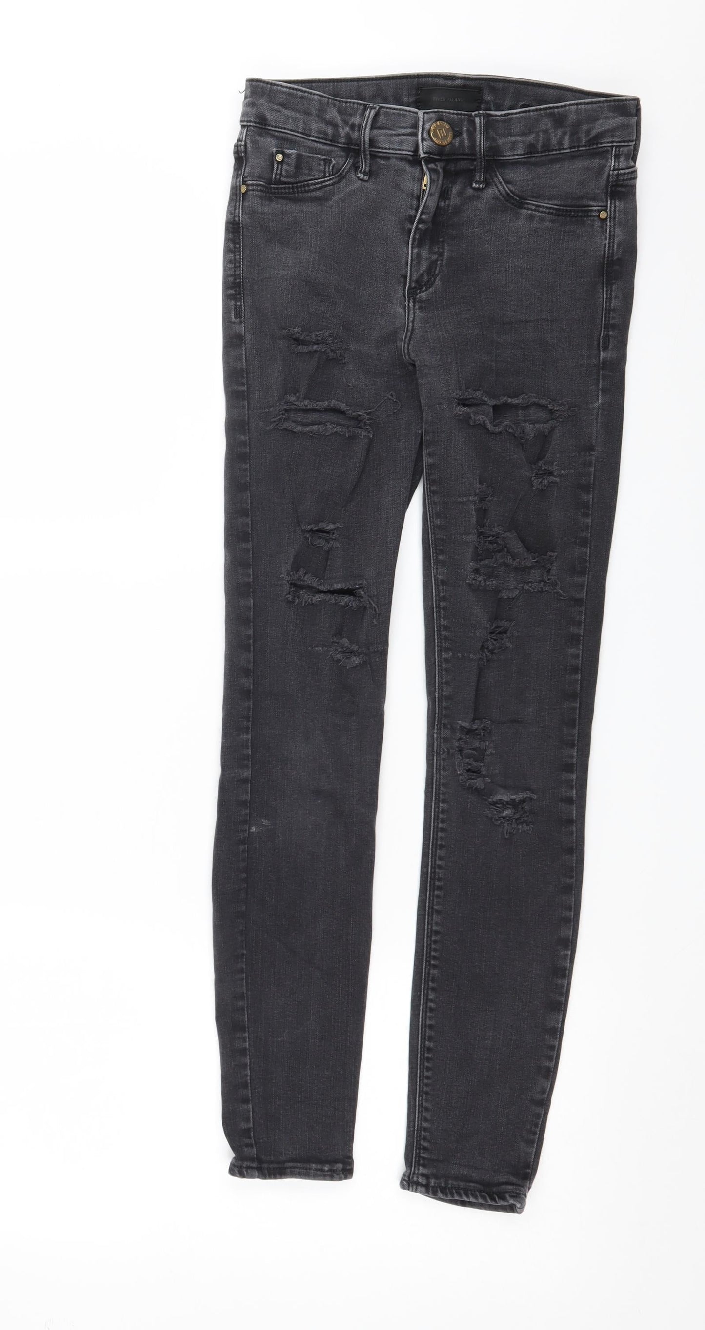 River Island Womens Grey  Denim Skinny Jeans Size 6 L26 in