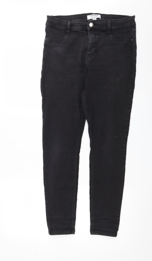 Dorothy Perkins Womens Black  Denim Skinny Jeans Size 14 L28 in