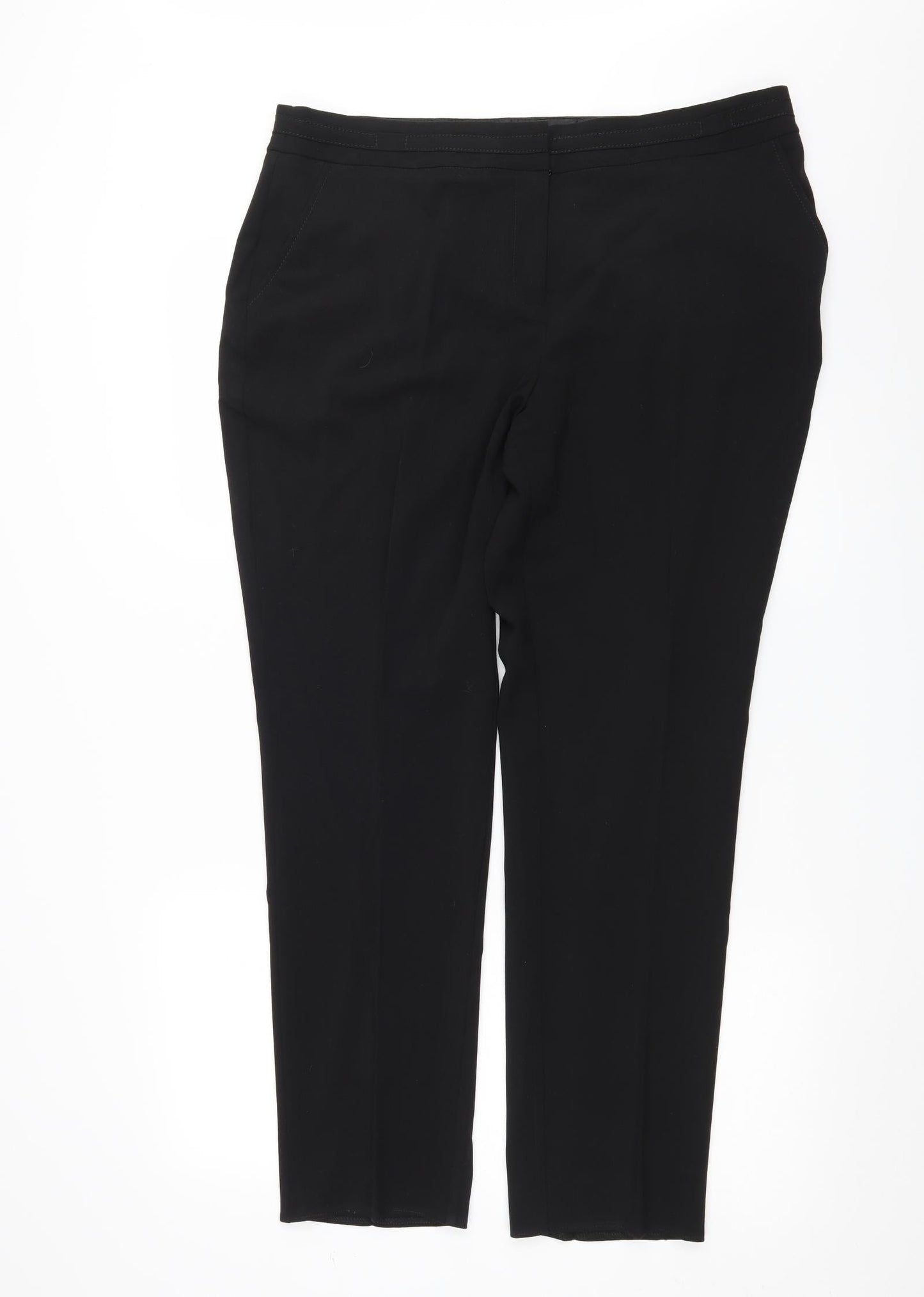 Womens UK Size 16 M&Co Regular Fit  Black Trousers