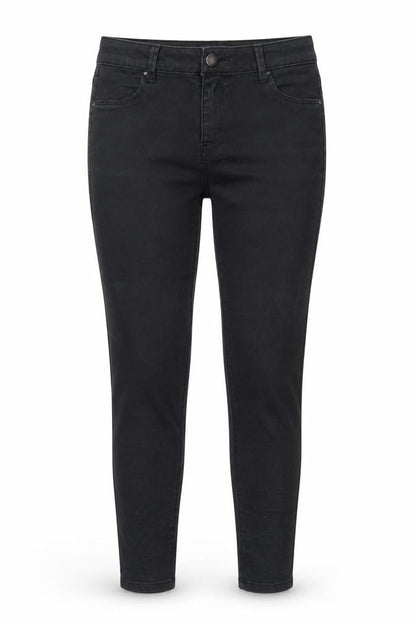 Front view of Dorothy Perkins women’s black denim skinny jeans, size UK 12, 29-inch leg - glittery