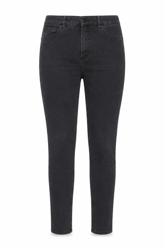 Front view of Monki women’s black denim skinny jeans, size UK 30, in, 31-inch leg
