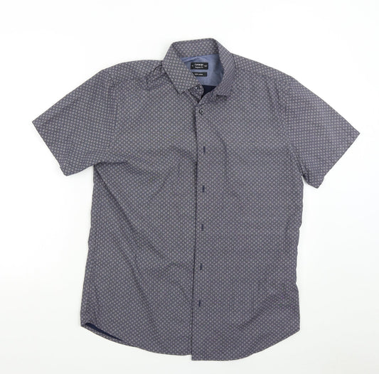 George Mens Blue Geometric   Button-Up Size 15.5