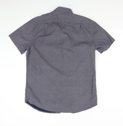 George Mens Blue Geometric   Button-Up Size 15.5