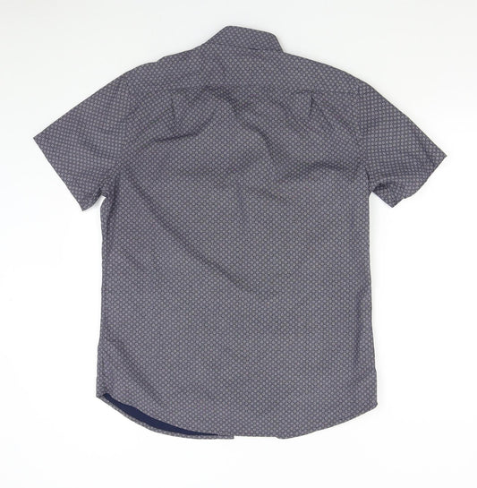 George Mens Blue Geometric   Button-Up Size 15.5