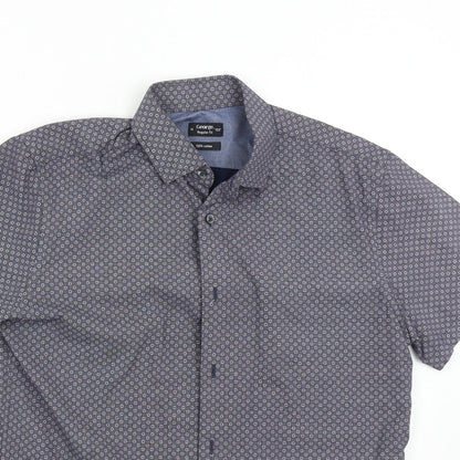 George Mens Blue Geometric   Button-Up Size 15.5