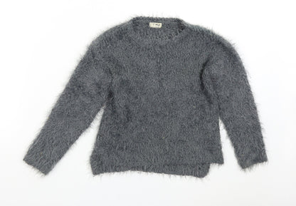 Front view of Next girls’ grey jumper, size 8, years