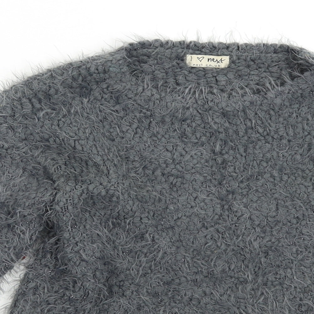 Close-up detail of Next girls’ grey jumper, size 8, years