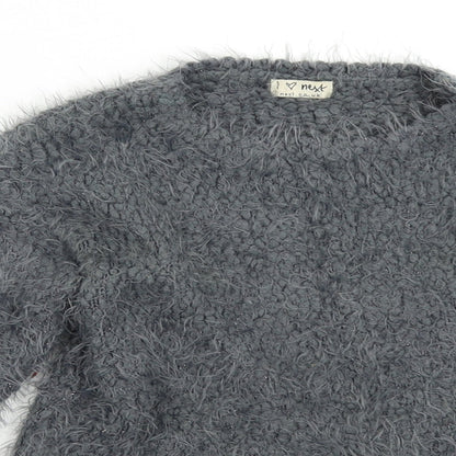 Close-up detail of Next girls’ grey jumper, size 8, years