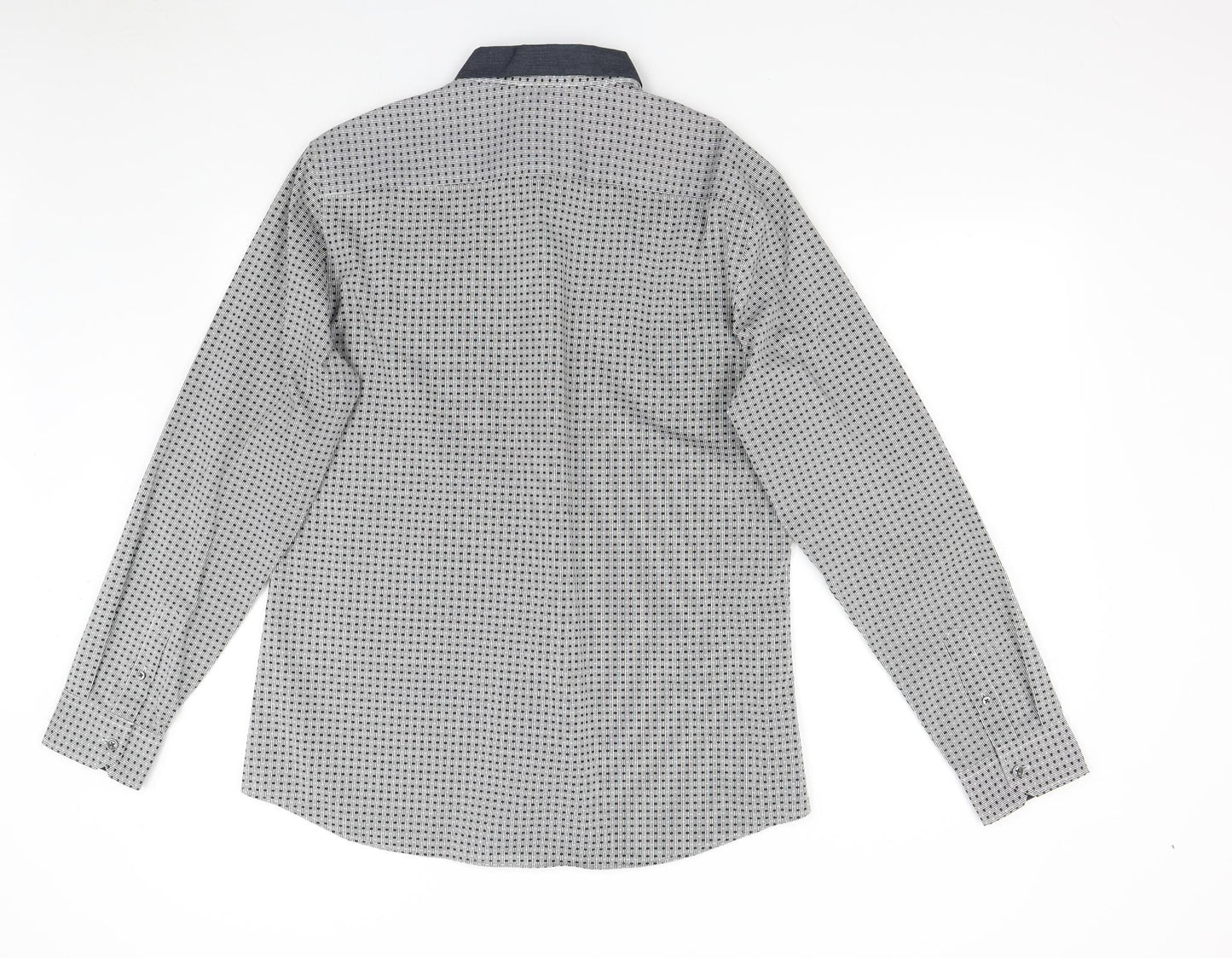 George Mens Grey Polka Dot   Button-Up Size L