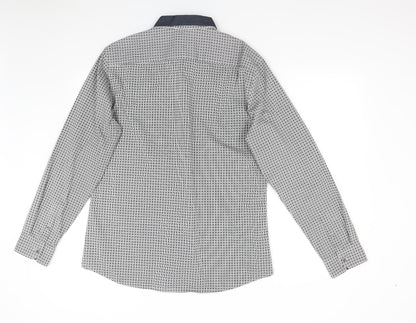 George Mens Grey Polka Dot   Button-Up Size L