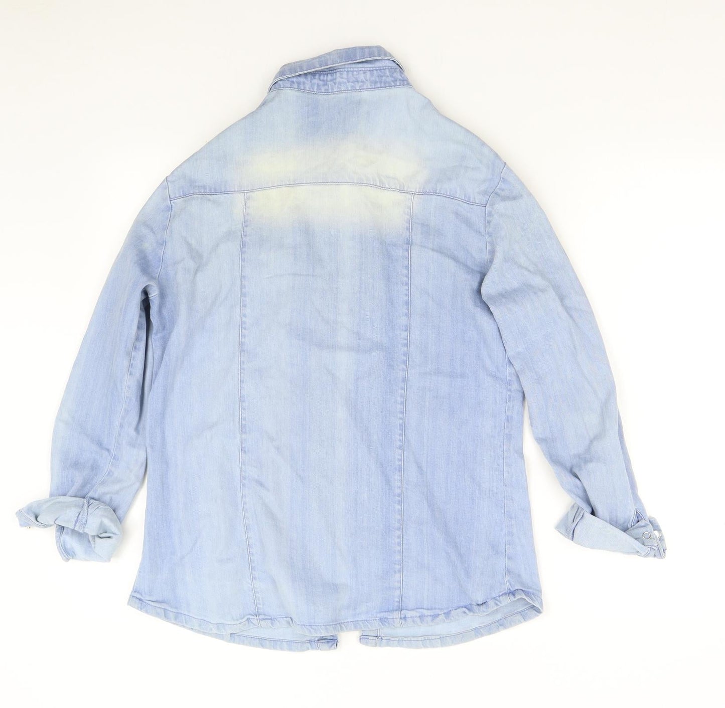 Boohoo Womens Blue  Denim Basic Button-Up Size 10