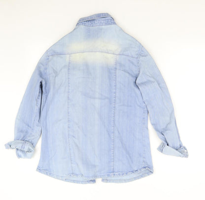 Boohoo Womens Blue  Denim Basic Button-Up Size 10