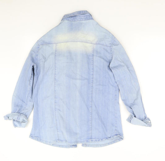 Boohoo Womens Blue  Denim Basic Button-Up Size 10