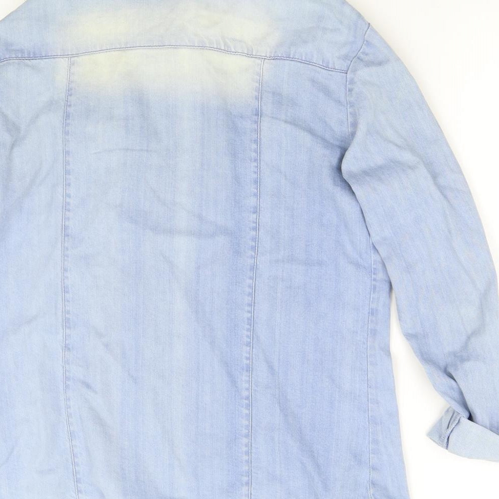 Boohoo Womens Blue  Denim Basic Button-Up Size 10