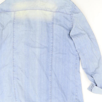 Boohoo Womens Blue  Denim Basic Button-Up Size 10