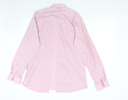 Mens UK Size 16.5 NEXT Pink  Button-Up Long Sleeve Casual Shirt