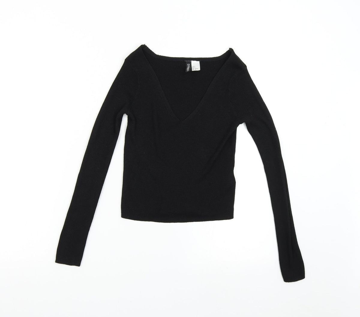 Additional front view of H&M girls’ black knit jumper, size S