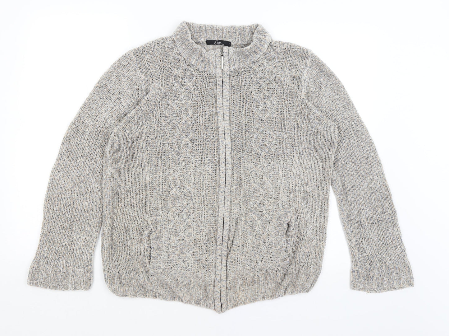 Womens UK Size M BM Collection Grey Full Zip Jumper