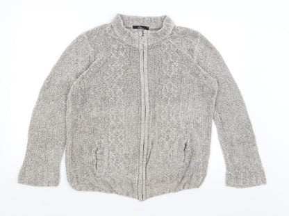 Womens UK Size M BM Collection Grey Full Zip Jumper