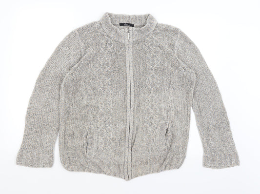 Womens UK Size M BM Collection Grey Full Zip Jumper