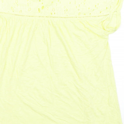 M&S Womens Yellow   Basic T-Shirt Size M