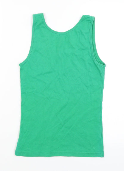 Back view of Hot Options women’s green basic tank, size UK 12