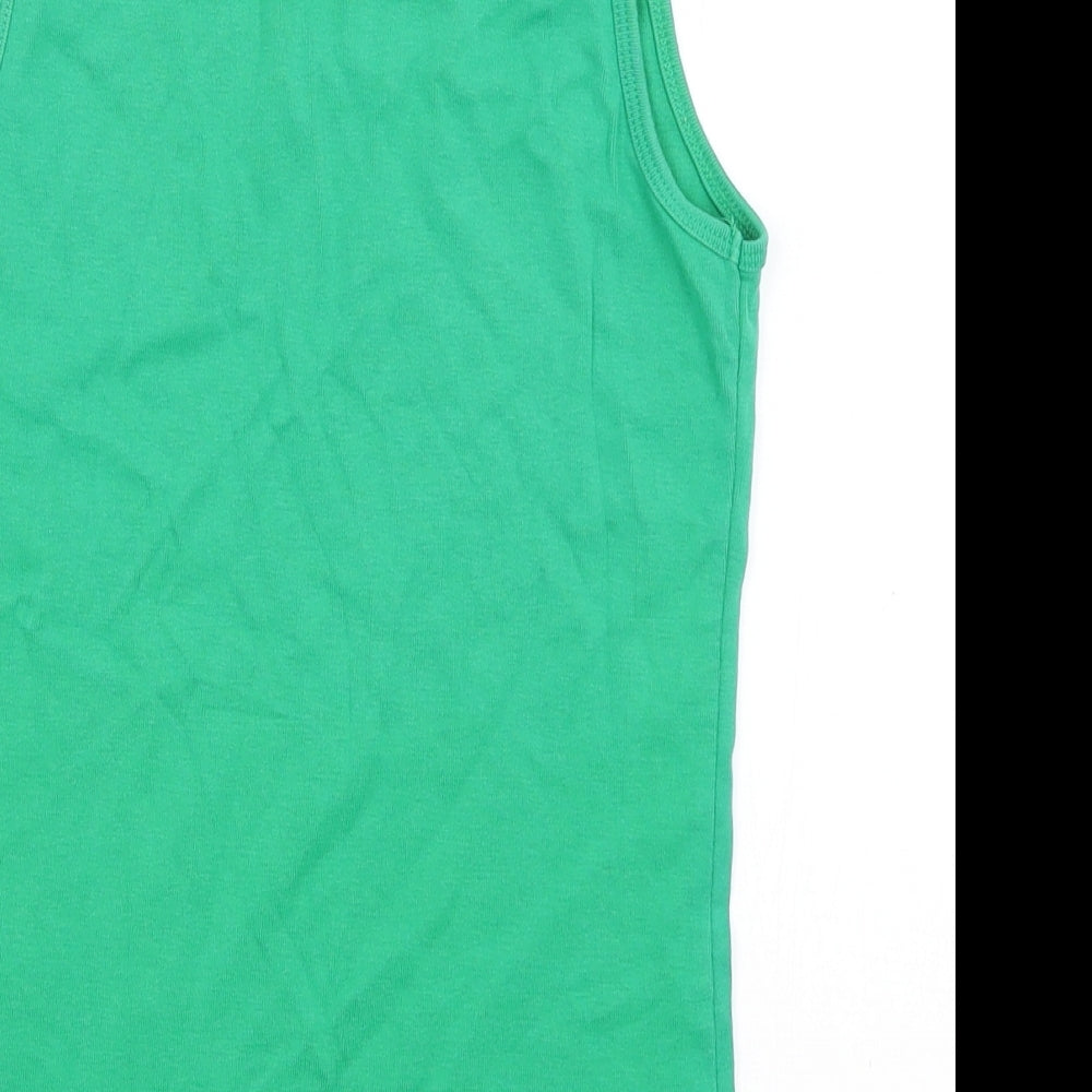 Brand and care label for Hot Options women’s green basic tank, size UK 12