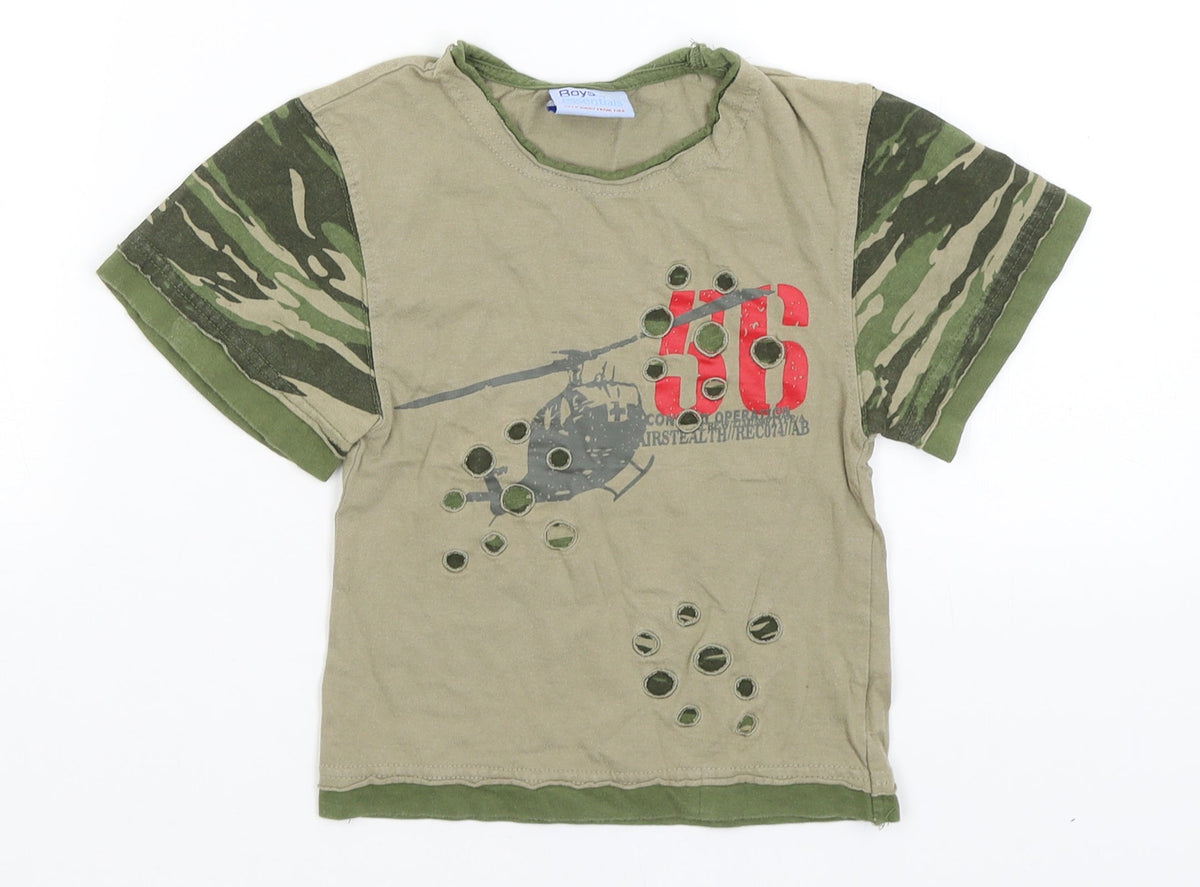 Additional front view of boys’ essentials boys green basic t-shirt, size 4-5, years
