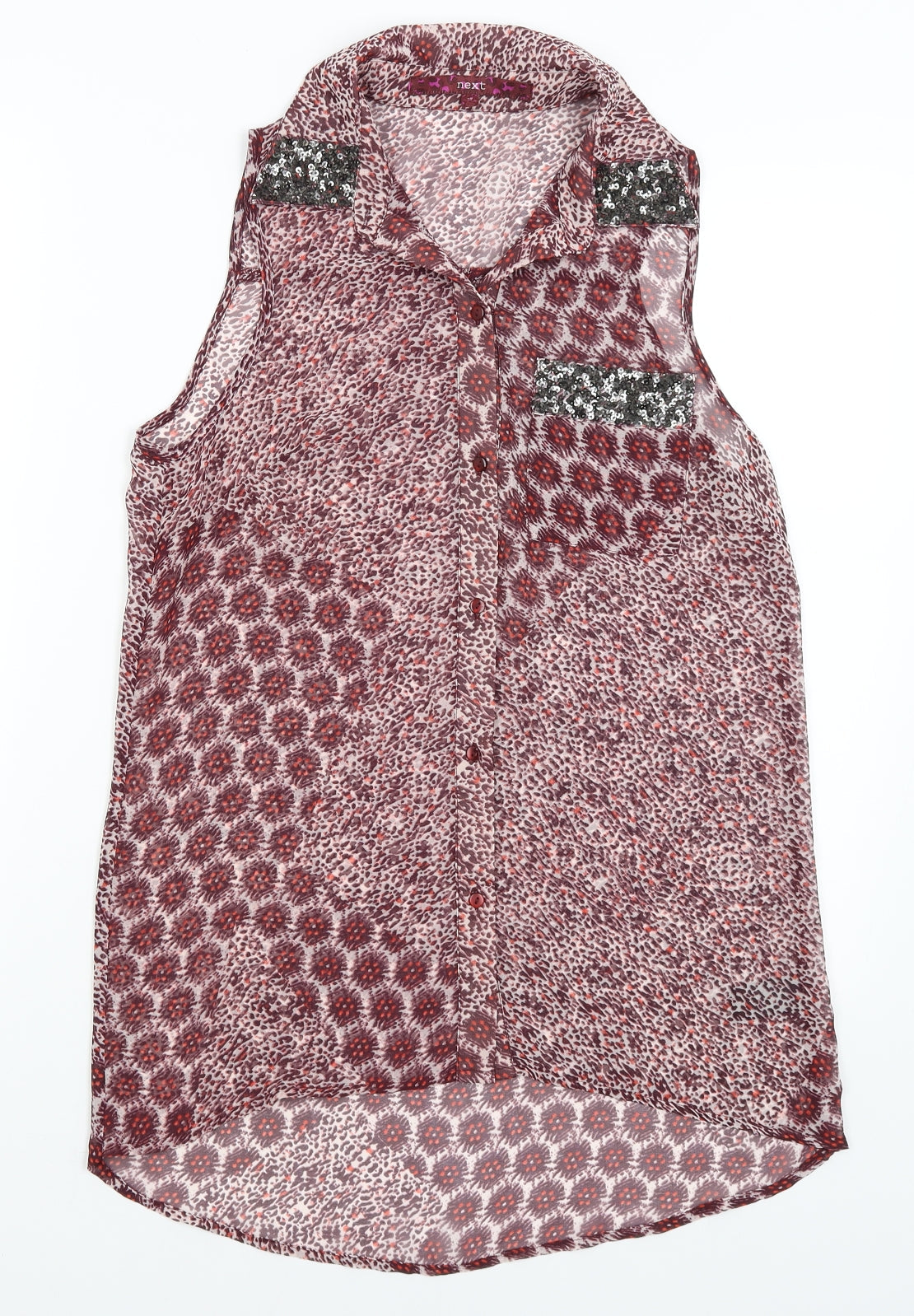 Womens UK Size 10 NEXT Red Basic Button-Up