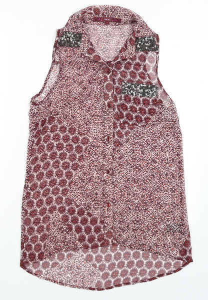 Womens UK Size 10 NEXT Red Basic Button-Up