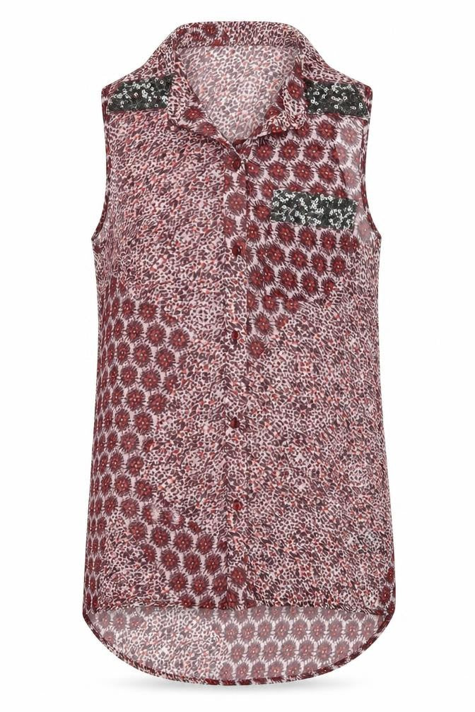 Womens UK Size 10 NEXT Red Basic Button-Up