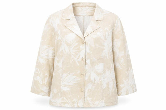 Front view of Mandy Marsh women’s beige jacket blazer, size UK 14