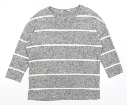 TU Womens Grey Striped  Pullover Jumper Size 12