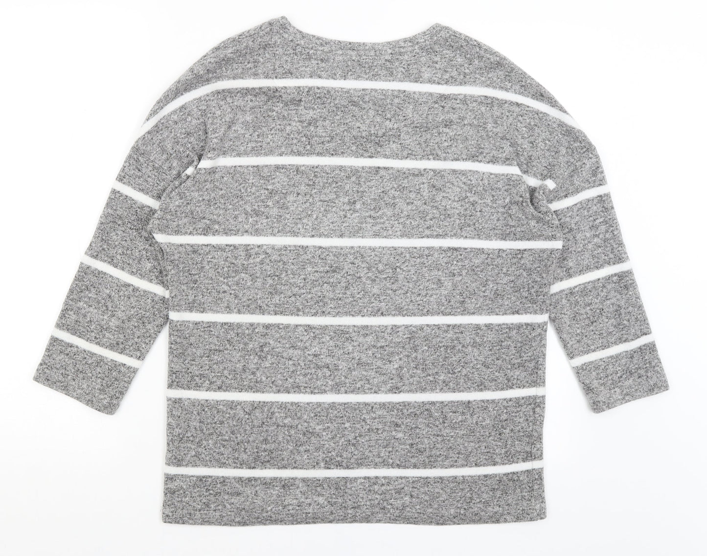 TU Womens Grey Striped  Pullover Jumper Size 12