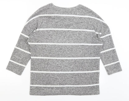 TU Womens Grey Striped  Pullover Jumper Size 12