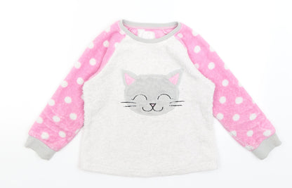 PJ Collection Girls Pink Polka Dot  Top Pyjama Top Size 7-8 Years  - Cat