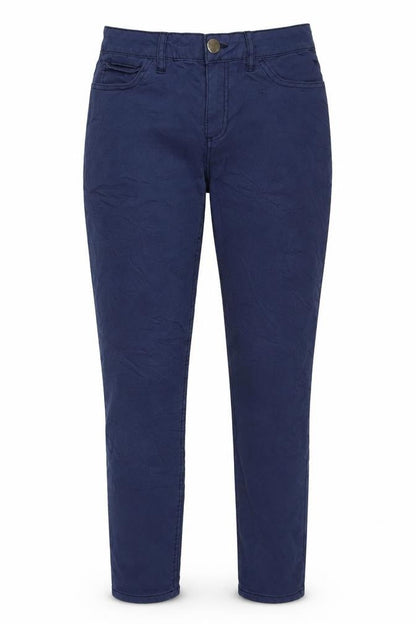 Front view of women’s blue skinny jeans, size UK 28, in, 28-inch leg