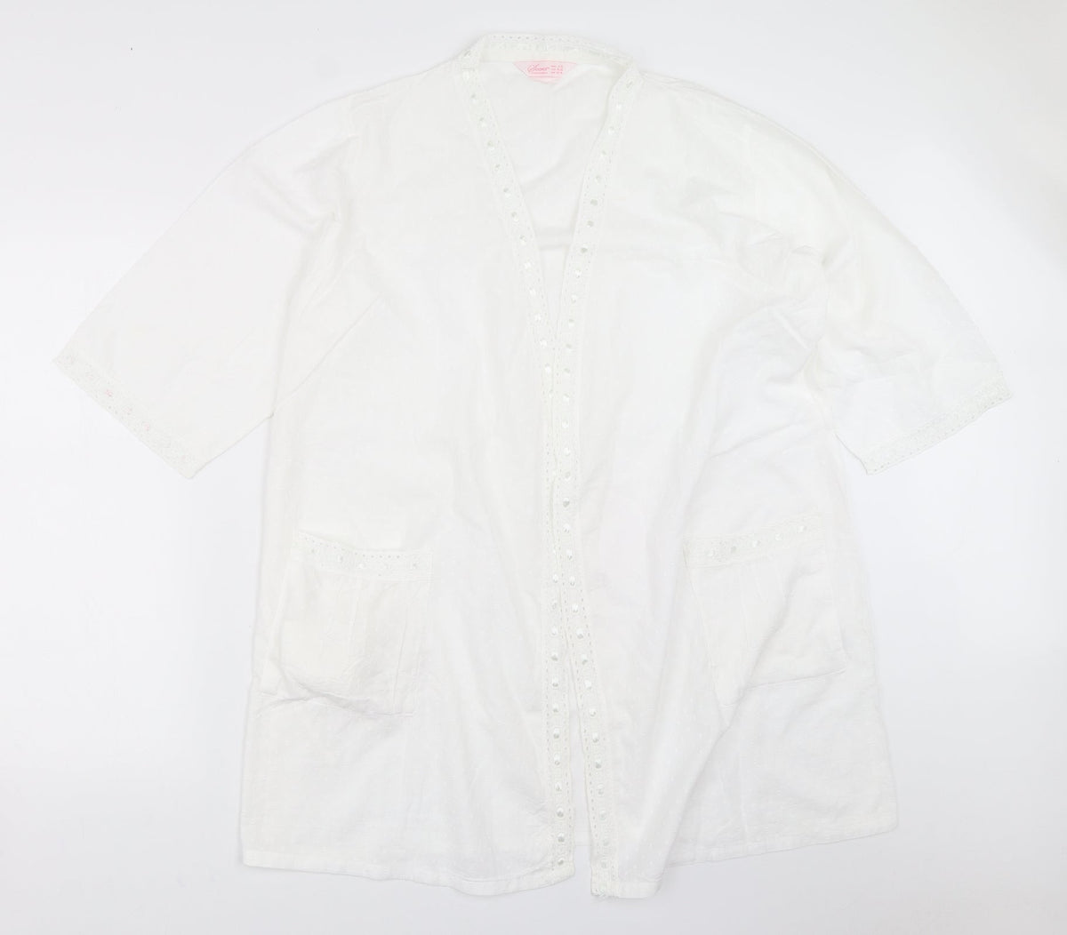 Front view of Primark women’s white solid top robe, size UK 8