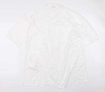 Front view of Primark women’s white solid top robe, size UK 8