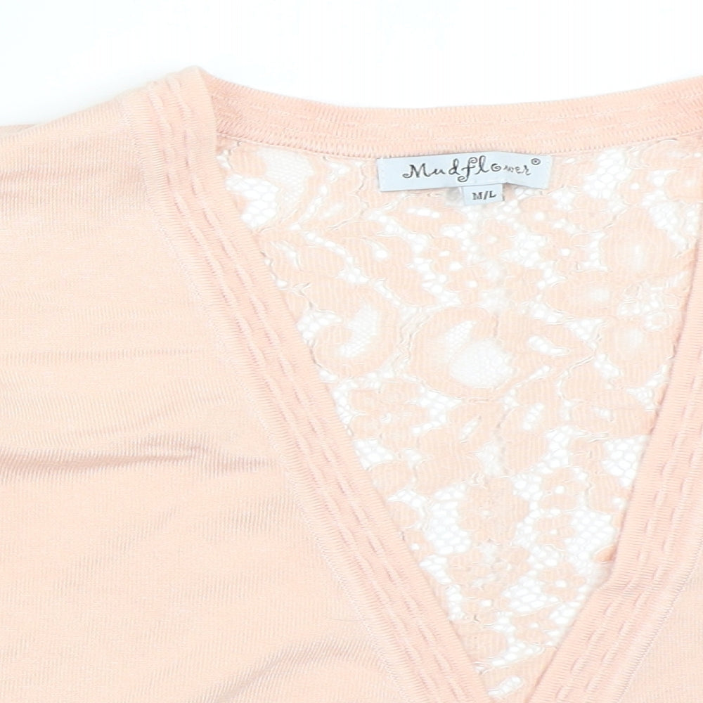 Womens UK Size M Mud Flower Pink Cardigan Jumper