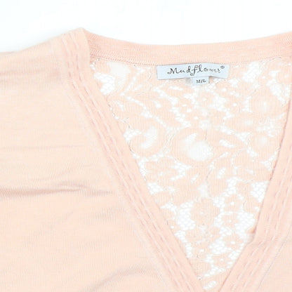Womens UK Size M Mud Flower Pink Cardigan Jumper