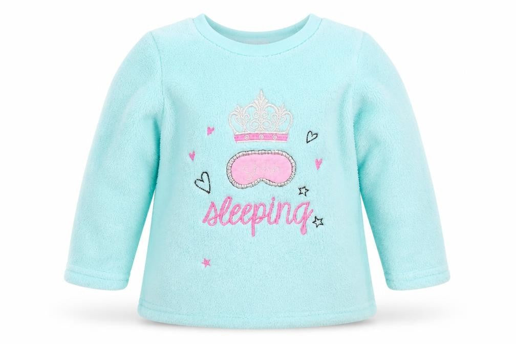Front view of Sweet Dreams girls’ blue solid top pyjama top, size 2-3, years