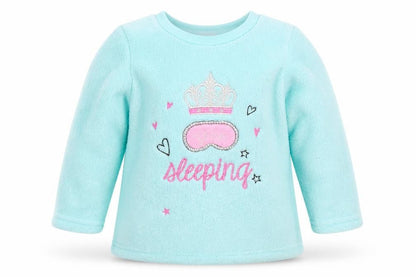 Front view of Sweet Dreams girls’ blue solid top pyjama top, size 2-3, years