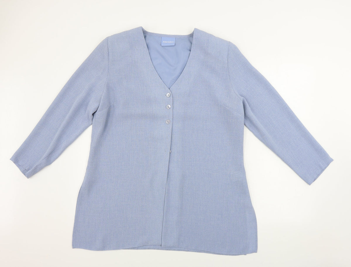 Additional front view of AWARD women’s blue jacket blazer, size UK 16