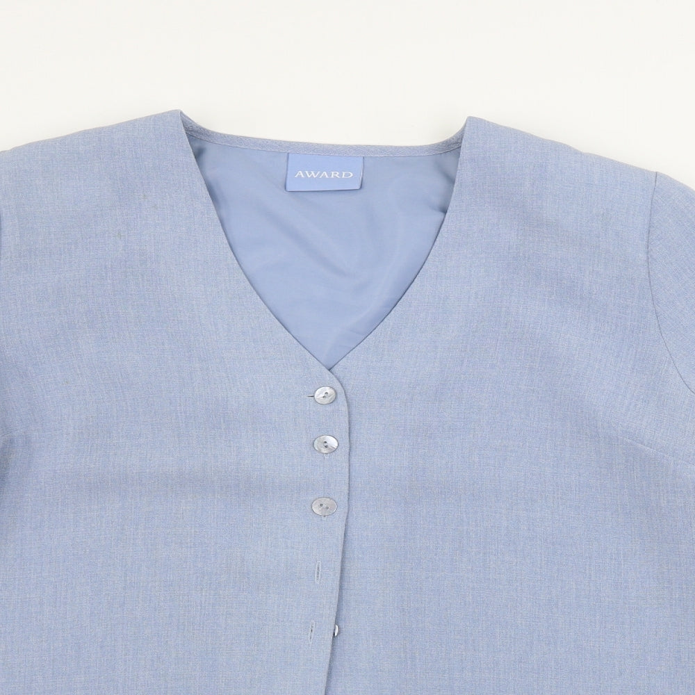 Close-up detail of AWARD women’s blue jacket blazer, size UK 16