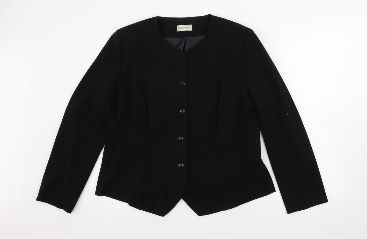 Additional front view of Nightingales women’s black jacket blazer, size UK 16