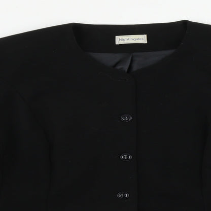 Close-up detail of Nightingales women’s black jacket blazer, size UK 16